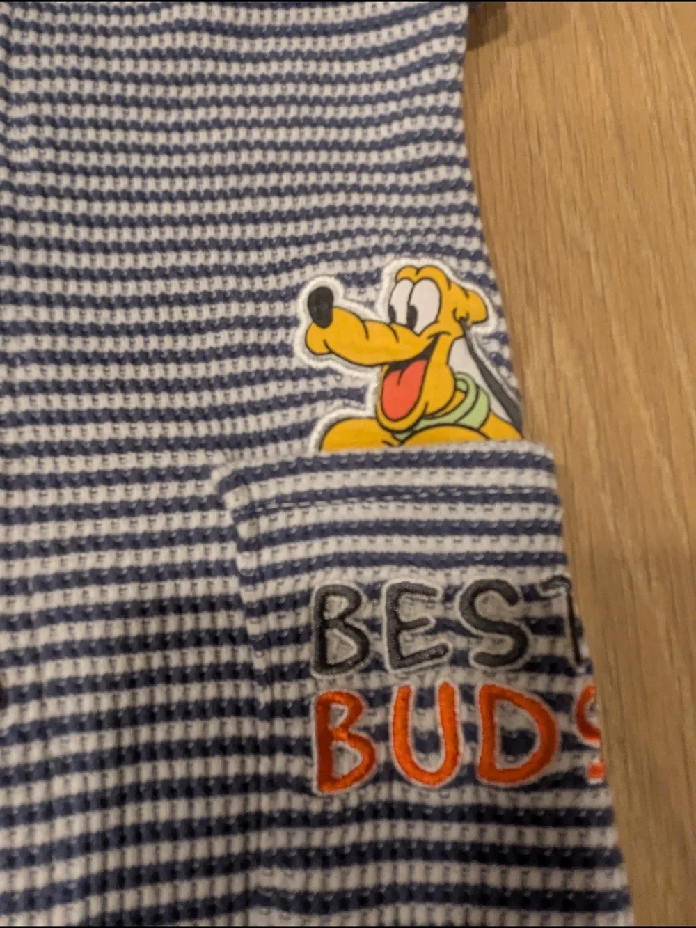 Disney Navy and White Striped Mickey & Pluto One-Piece Bodysuit